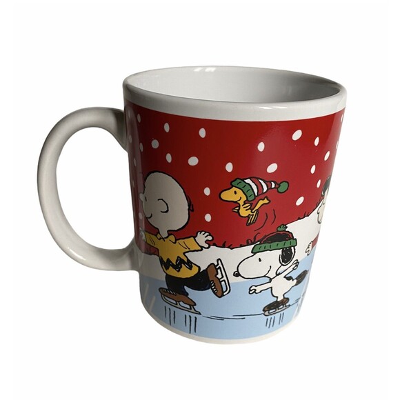 Galerie Peanuts Mug Cup Ice Skating Winter Christmas Charlie Brown Snoopy Linus - Picture 6 of 9